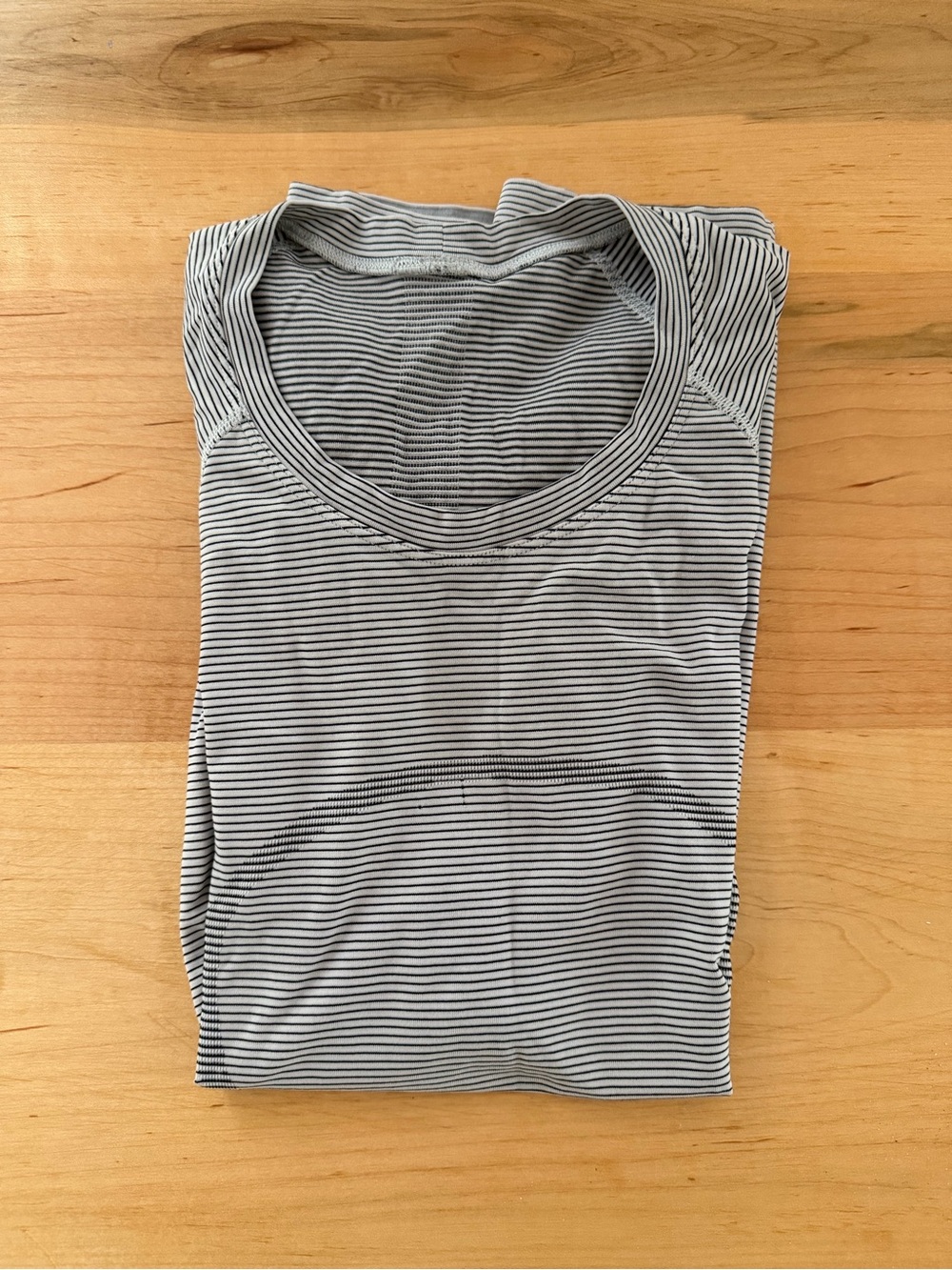 lululemon athletica Black and White Striped Short Sleeve Scoop Tee swiftly